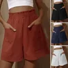 Dames shorts vrouwen zomer elastische hoge taille met zijzakken boven knie lengte zachte ademende stof slijtage