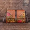 Umhängetaschen Frauen Tasche echte Lederhandtasche Frauen Luxus handgeprägte geprägte Vintage Flap Chinese Style Messenger