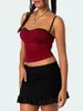 Tanks pour femmes Ruewey Femmes Sexy Sexy Rucched Sweethered Neck Tops Spaghetti Spaghetti Slee Mesh Y2K Camisole sortant Crop Top