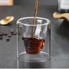 Tasse de café à double tasse de café en verre à double tasse de crâne transparent pour le whisky whisky tequila vodka et bière 240509