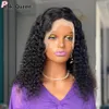 Afro Bordas Curly Wig 4C Bordas de cabelos de cabelos de bebê perucas 200% 13x4 HD Lace Frontal Wig Remy Simitaração Curly Curly