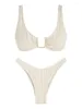 Swimwear pour femmes Zaful Couleur de maillot de bain pour femmes U Texture du cou à cravate Ajustement de bandoulière réglable Bikini effronté deux pièces deux pièces