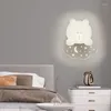 Lampes murales ours blanc léger créatif pour enfants pour enfants en acrylique appliques plume étoile lune enfants chambre à coucher lampe de chevet école maternelle