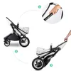 Strollers# Baby stroller 2 in 1 Luxury PU leather Newborn CarriageHigh Quality Landscape two way trolley car baby Pushchair shell pram H240514