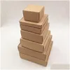Gift Wrap 50Pcs Mti Size Cute Square Kraft Packaging Box Wedding Party Favor Supplies Handmade Soap Chocolate Candy 230704 Drop Deli Dh6Qd