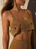 İş elbiseleri kadın moda altın slik örgü balık kuyruğu etek setleri seksi içi boş out kırpılmış tank üst takım elbise 2024 yaz bayan meslek plajı