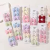 Hair Accessories 4-piece/set candy colored hair clip set suitable for girls double layered bow cute bangs hair pins cotton d240514