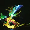 Light Up Flash Led Glow 10Pcs Feather Masquerades Venetian Masks Costumes Birthday Wedding Party Costume Halloween Christmas 2024425