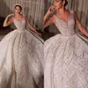 Charming Ball Gown Wedding Dresses Spaghetti Sequins Beads Appliques Bridal Pleat Sweep Train Backless Customized Robe Despecisl