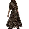 カジュアルドレスセクシーなヒョウのプリント女性のための長いドレス