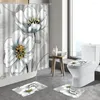 Shower Curtains Color Flower Curtain Spring Floral Watercolor Dandelion Bathroom Furniture Sets Non-slip Carpet Toilet Lid Bath Mats Rugs