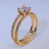 2024 new 14k Gold Double Diamond Crown Ring Diamond Princess Engagement Rings For Womens Ladies Fashion Jewelry