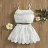 衣類セット1-6歳の子供の女の子の夏の服セットしっかりと白い袖なしのレースフリルキャミソールハイウエストスカート
