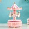 Decorative Figurines Carousel Music Box Wooden Christmas Musical Case Baby Room Decorations Wedding Party Exquisite Gifts Home Crafts