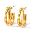 Çember Küpe Zarif Çift Katmanlı Kadınlar Paslanmaz Çelik Piercing Ear Hoops Altın Gümüş Renk Tasarımı Kadınlar İçin Mücevherat
