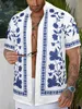 Mens skjorta Flower Vine Mönster 3D Print Short -Sleeved Shirt Hawaiian Casual Loose Large Size Shirt 240514