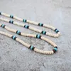 Bärade halsband Vintage Bohemian Summer Jewelry Ethnic Style Jewelry Natural Coconut Shell Wood Beads Blue Stone Halsband Mens smycken D240514