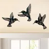 Dekoracyjne figurki 3PCS Metal Hummingbird Wall Art Decor Decor Puste Iron Black Bird Statue Ornament