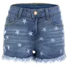 Kobiety Summer Sexy Print Tassel Denim Krótkie dżinsy Niebieskie swobodne dziura o wysokiej talii Szorki Spodenki Plus Dżinsowe spodenki Y2K Lady 240514