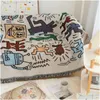 Dekens Textile City Ins Jigsaw Puzzle Throwd Deken Jacquard Weave Iti Home Decoratieve kwast Tapeste Tapestry Outdoor Cam Mat Drop Dhvak