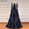 Partykleider muslimische Luxus navyblau Abend 2024 Meerjungfrau Kleid mit Rock sexy formelle serene Hill Plus Size GLA60914
