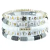 Kralen meetvii 5-delige/set taylor ventilator armband set gepersonaliseerde mti gelaagde colorf letter beads elastische handstuk drop levering dh0fq