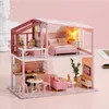 建築/DIYハウスDIYドールハウス木製ドールハウス家具キット付きミニチュアドールハウスお子様のためのおもちゃ誕生日クリスマスプレゼントQL001