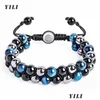 Bracelet de protection triple perlé 8 mm tigres de perles oeil noir obsidien hématite et traitement des femmes