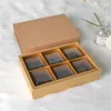 Sacs de rangement 10pcs Gift de tiroir avec coque de partition Gâteau de biscuit six carrés Boîte d'emballage noir Boîte de dessin en carter en cartouche boxy