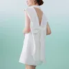 Kvinnors västar rygglösa överdimensionerade väst 2024 Summer Vintage Bow Decoration Suit Coat Women White Double Breasted Loose Long Blazer