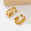 Çember Küpe Zarif Çift Katmanlı Kadınlar Paslanmaz Çelik Piercing Ear Hoops Altın Gümüş Renk Tasarımı Kadınlar İçin Mücevherat