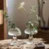 Vases 8x10cm pour la maison décor de salon mini-vase en verre transparent vase de champignons en forme de champignon hydroponique