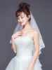 Düğün Saç Takıları Beyaz İki Katman Gelin Düğün Peyze Dantel Kenar Seksi Kısa Bel Uzunluğu Düğün Peçe Gelin için tarak elbise peçe