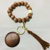 Ball Keychain Bracelet Sports Tassel Beaded Keychains Pendant Creative Football Basketball Baseball Wooden Bead Bracelets s s