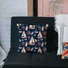 Pillow Marine Pattern Throw Cover Sailboat Wheel Lantern Boat Bottle Sea Star Ocean Home Decor Pillowcase