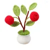 Small Wedding Party Flowers 1Pc Decorative Crochet Flower Desktop Decor Potted Plants Creative Gift Artificial Tree Home Living Room