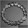 Bracles Natural blanc Clear Quartz Gems Stone Round Rounds Perles à main