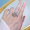 Cluster Rings Springlady Solid 925 Sterling Silver Flower White Sapphire Gemstone Ring For Women Wedding Party Jycken Storlek 5-9