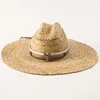 Boinas de chapéu de palha largo e largo para homens homens panamá Raffia Summer Packable boho banda única banda Sun Party Travel Beach