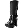 Boots Thigh High Platform Pumps Shoes Women Genuine Leather Heel Knee Female Round Toe Gladiator Sandals Casual