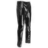 Uomini pantaloni in pvc in pelle faux pantaloni lunghi club lucido indossare punk black black slim fit nightclub pantaloni per feste moto 240514