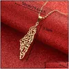 Pendant Necklaces Pendant Necklaces Trendy Jewelry Arabic Hollow Stainless Steel Palestine Israel Map For Men Women Chain Necklace Dro Dhu1D