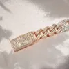 Full Ice Moissanite Herren Armband 15 mm breites Doppelreihe Wabe eingelegtes Moissanit Cuban Link Chain Armband