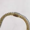 Tillverkningspris lyx 2 rader Moissanite kubansk länkkedja 18K fast guld diamanthalsband för mens hiphopanpassade smycken