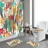 Shower Curtains Color Flower Curtain Spring Floral Watercolor Dandelion Bathroom Furniture Sets Non-slip Carpet Toilet Lid Bath Mats Rugs