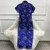 Etniska kläder Big size 3xl 4xl 5xl Qipao Flower Jacquard Cheongsam Vintage Chinese Style Dresses Elegant Party Vestidos Lady Summerwear