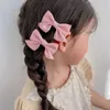 Hårtillbehör 2st söta Bow Kids Hair Clips Sweet Little Girl Hairpins Solid Color Bowknot Barrettes Baby Hair Accessories