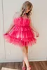 Hot Pink Cocktail Prom Dress Fuchsia Formal Party Gowns Second Reception Birthday Engagement Gowns Robe De Soiree Homecoming Dress 18