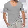 Men's thin V-neck solid color sweater summer short sleeved knitted T-shirt M514 35