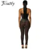 Jumpsuits voor dames rompreren Jusahy Leopard Print Flocking Jumpsuit voor dames mode mouwloze backless vormgevende casual high street dames kleding wx